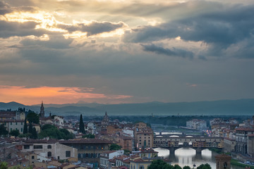 Beautiful sunset over Ponte Vecchio