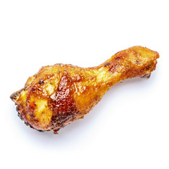 roasted chicken on white background