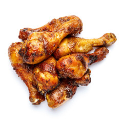 roasted chicken on white background