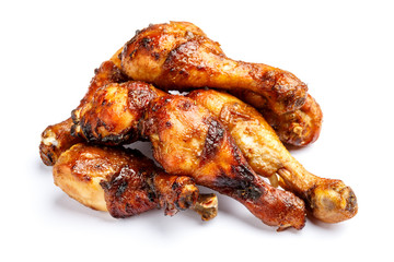 roasted chicken on white background