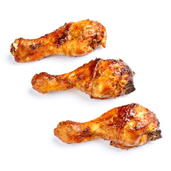 roasted chicken on white background