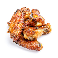 roasted chicken on white background