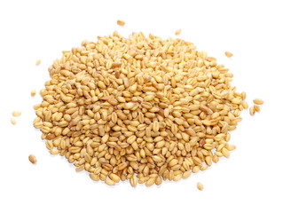 Wheat pile side view on white background