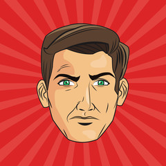 man male expression cartoon pop art comic retro icon. Colorful design. Vector illustration