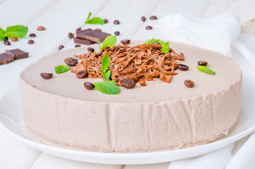 Chocolate mousse cake with coffee