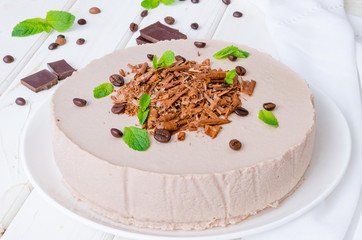 Chocolate mousse cake with coffee