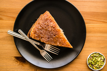 Turkish Traditional Dessert Ekmek Kadayifi / Bread Pudding