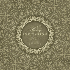 Wedding Invitation cards in an vintage-style green