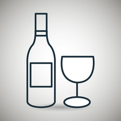 wine bottle cup glass vector illustration eps10