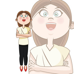 woman girl female smiling expression cartoon comic icon. Colorful design. Vector illustration