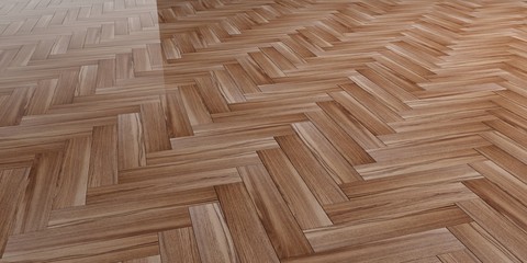Polished wooden floor. 3d illustration