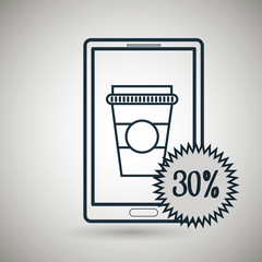 smartphone cup coffee discount vector illustration eps10