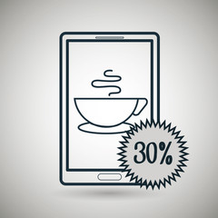 smartphone coffee cup discount icon vector illustration eps10