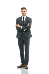 Portrait of a elegant handsome business man on white background