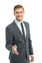 Portrait of a elegant handsome business man on white background