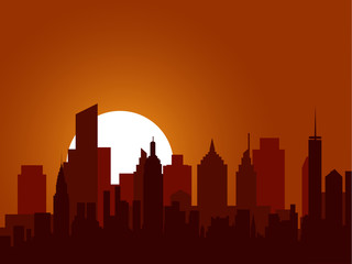 Naklejka premium Evening cityscape vector illustration.