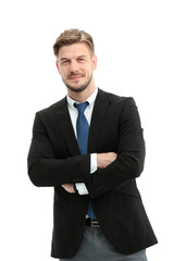 Successful business man on white background