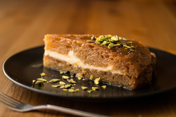 Turkish Traditional Dessert Ekmek Kadayifi / Bread Pudding