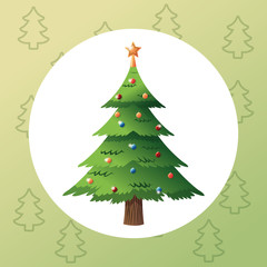 pine tree plant icon. Merry christmas decoration. Colorful and circle design. Vector illustration