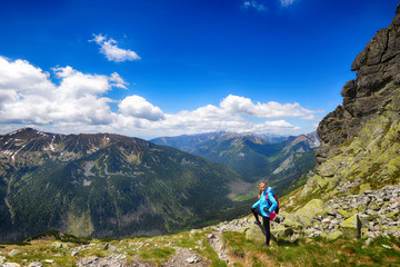 Fototapeta premium woman in mountains