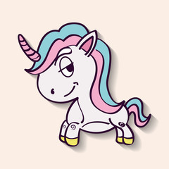 Obraz na płótnie Canvas unicorn horse horn cartoon magic fantasy icon. Colorful design. Vector illustration