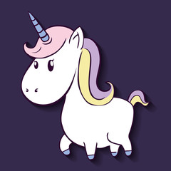 unicorn horse horn cartoon magic fantasy icon. Colorful design. Vector illustration