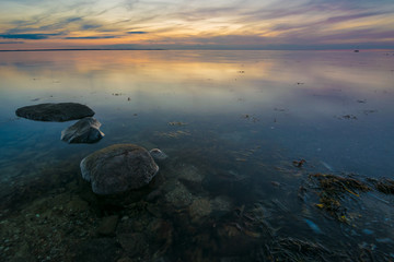 Sonnenuntergang an der Steilküste auf Ostsee Insel Poel, Mecklenburg-Vorpommern