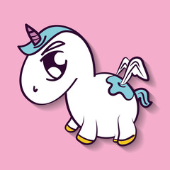 unicorn horse horn cartoon magic fantasy icon. Colorful design. Vector illustration