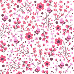 seamless pattern with hand drawn leaves and flowers. Vintage set for invitations. save the date cards and other design.