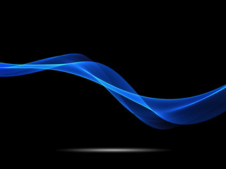 Blue abstract waves on black background