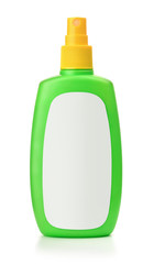 Green plastic spray bottle with blank label