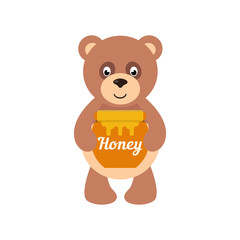 cartoon teddy with honey