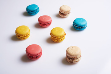 multicolored macaroon on a white background