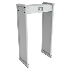 Metal detector scanner. 3D render isolated on white.