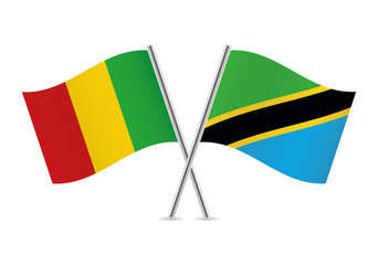 Malian and Tanzania flags. Vector illustration.