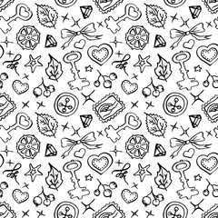 Monochrome black and white doodle sketch seamless pattern vector