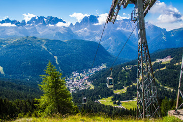 Cableway in Madonna di Campiglio, a town in Trentino , Italy