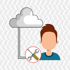 cloud man connection apps vector illustration eps10