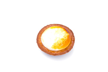 Cheese tart on white background .