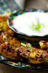 vegetable marrows fritters with joghurt