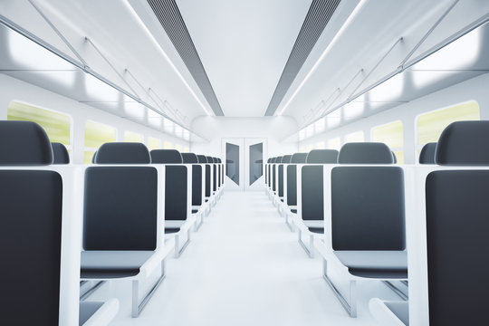 Train interior with black seats