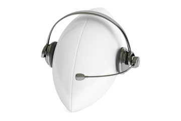 rugby ball with headset or headphones 3D rendering