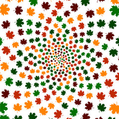 Fall Background Design with Autumnal Leaves. Spiral.