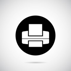 Printer icon on gray backgound. Vector art.