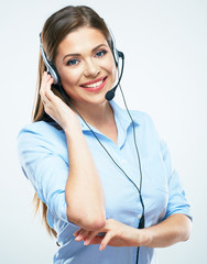 Young woman helpline operator smil portrait.
