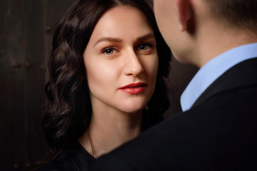 Love photo of a young, handsome guy and sexy girls