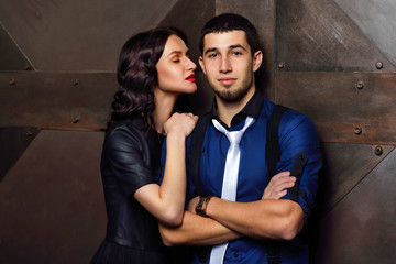 Love photo of a young, handsome guy and sexy girls