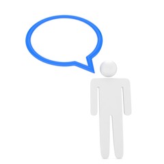 3d man with talk bubbles isolated over a white background. 3d rendering.
