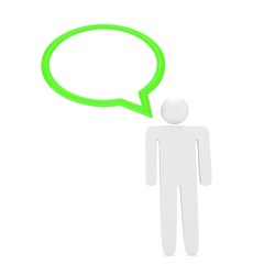 3d man with talk bubbles isolated over a white background. 3d rendering.