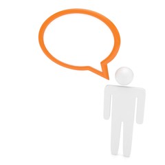 3d man with talk bubbles isolated over a white . 3d rendering.